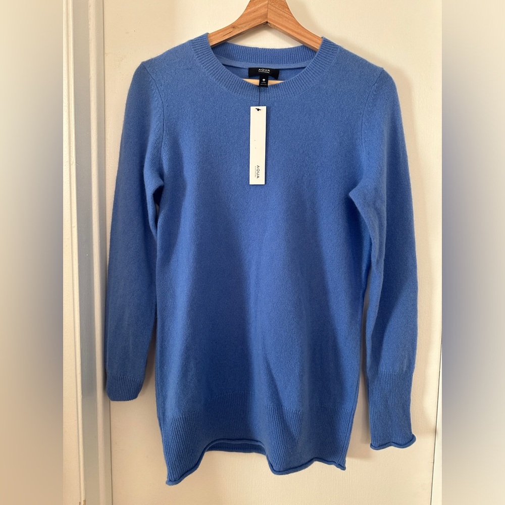Aqua Cashmere Drop Shoulder High Low Crewneck Sweater - Exclusive size Medium